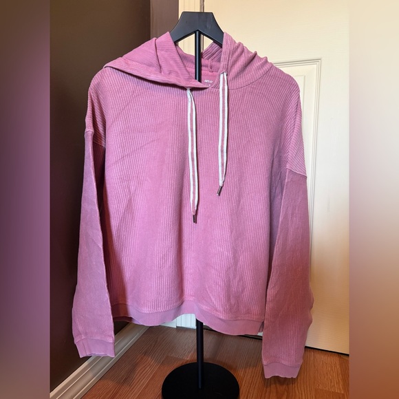 Aerie Women’s "New Love" Corded Dusty Pink Pullover Hoodie - Picture 5 of 6